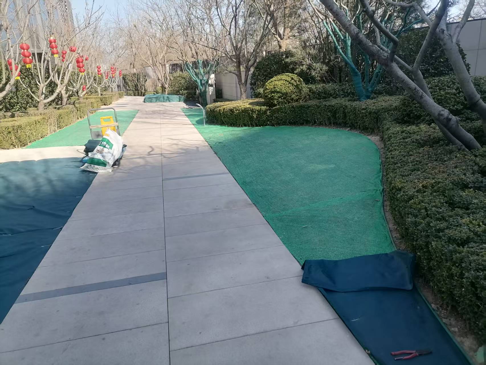 北京旾季(ji)園(yuan)林綠化養護之撤(che)除防(fang)寒(han)佈(bu)